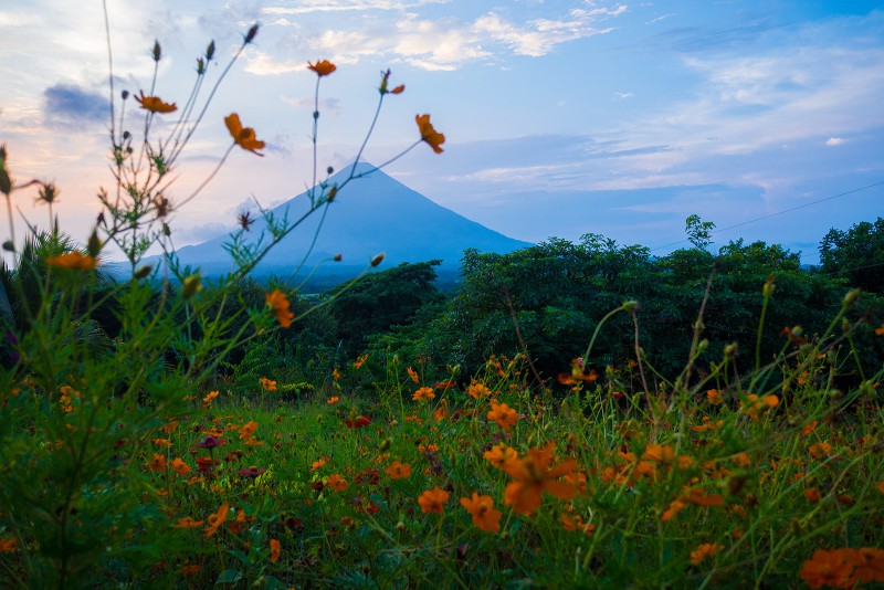 Abendstimmung mit Blick auf Vulkan Conception